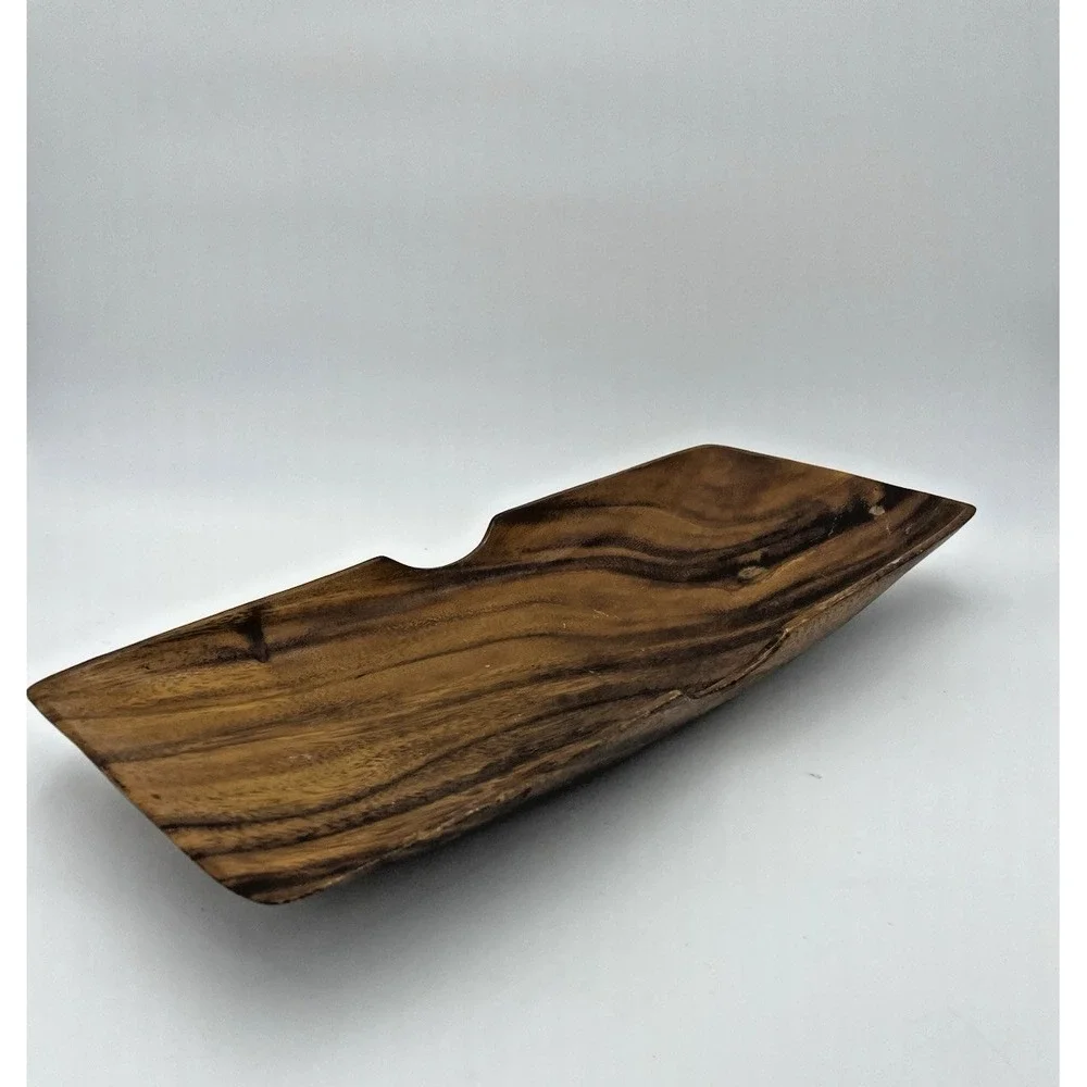 Mid Century Vintage Rectangle Wooden  Bowl Tray 15